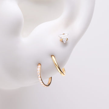3 Pcs of Assorted Everyday Golden Sparkle Triangle Stud & Clicker Package